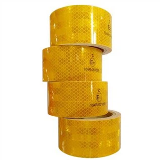 Gele en rode reflecterende tape