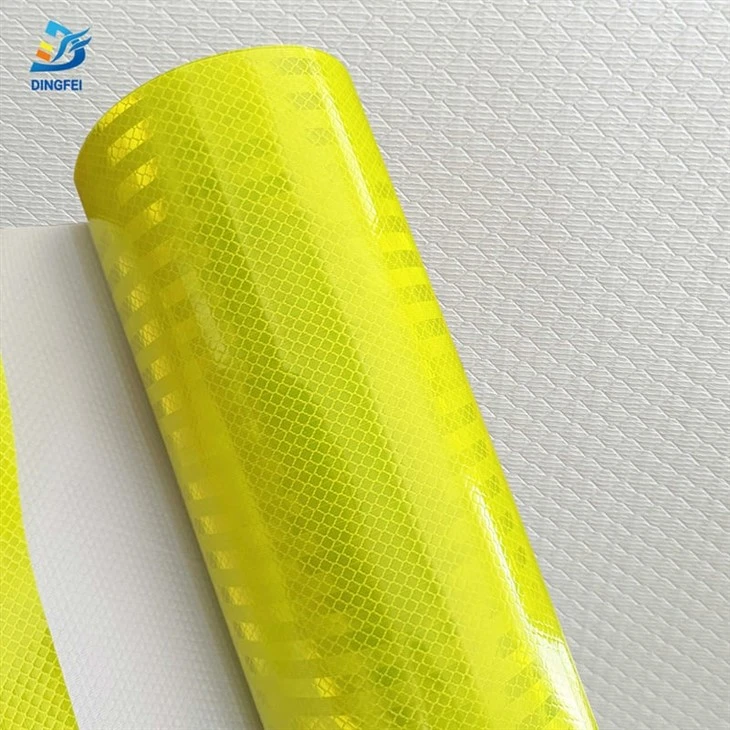 Fluorescent Yellow RA2 Reflective Sheeting with Mesh Backing (4)