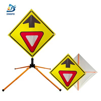 Rol het verkeersbord gele opbrengstoverlay op
